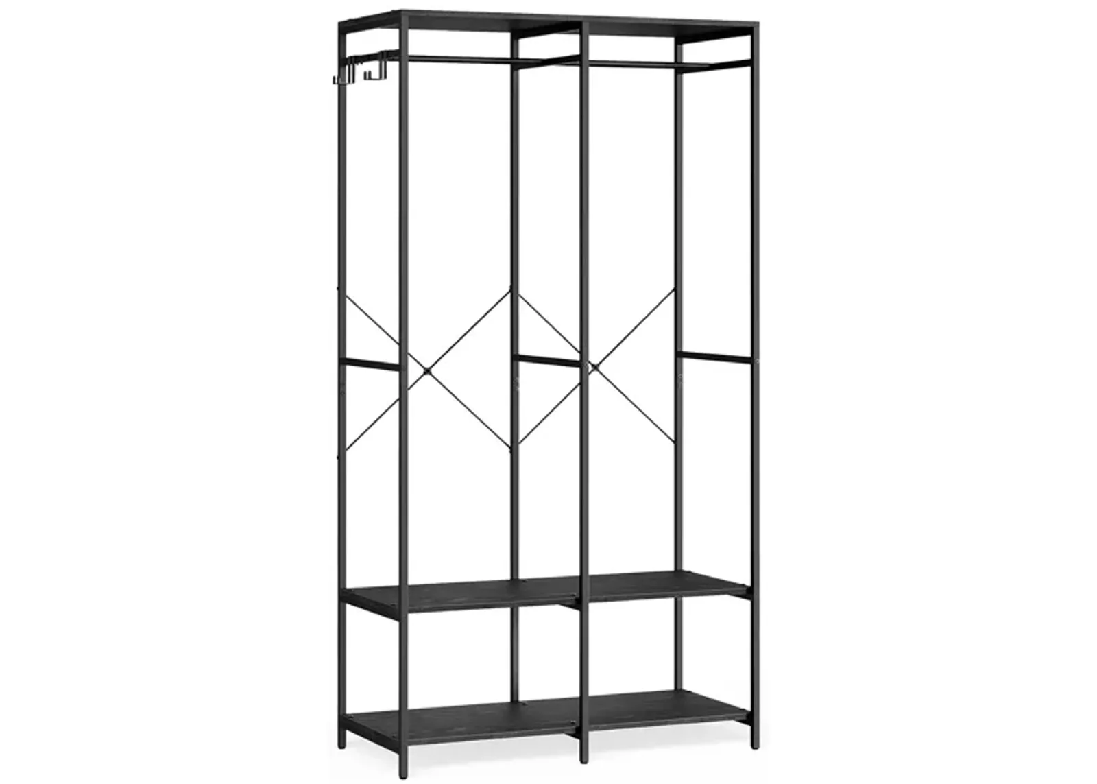 2-Column Clothes Rack with Hanging Rods for Organized Garment Storage