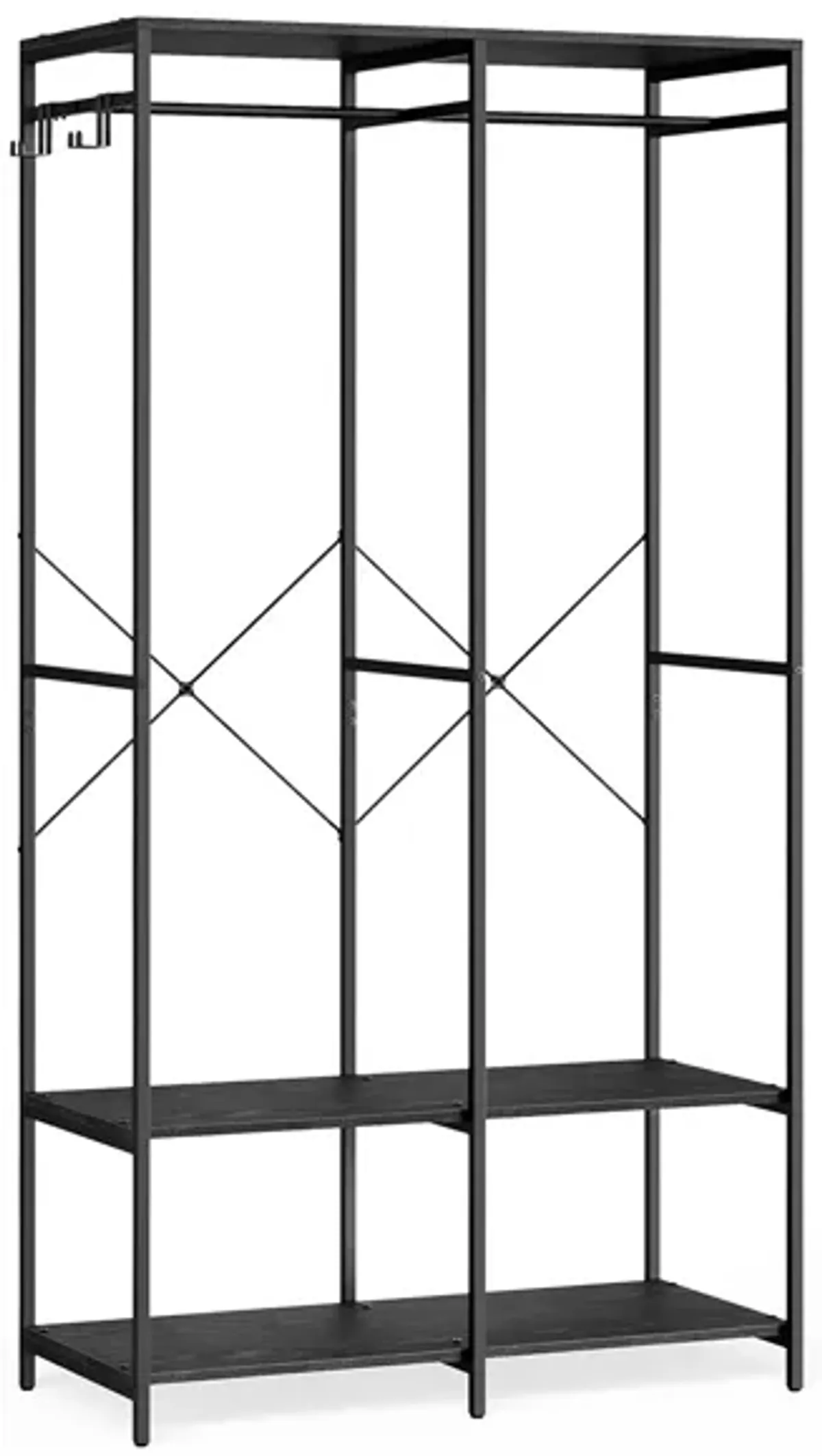 2-Column Clothes Rack with Hanging Rods for Organized Garment Storage