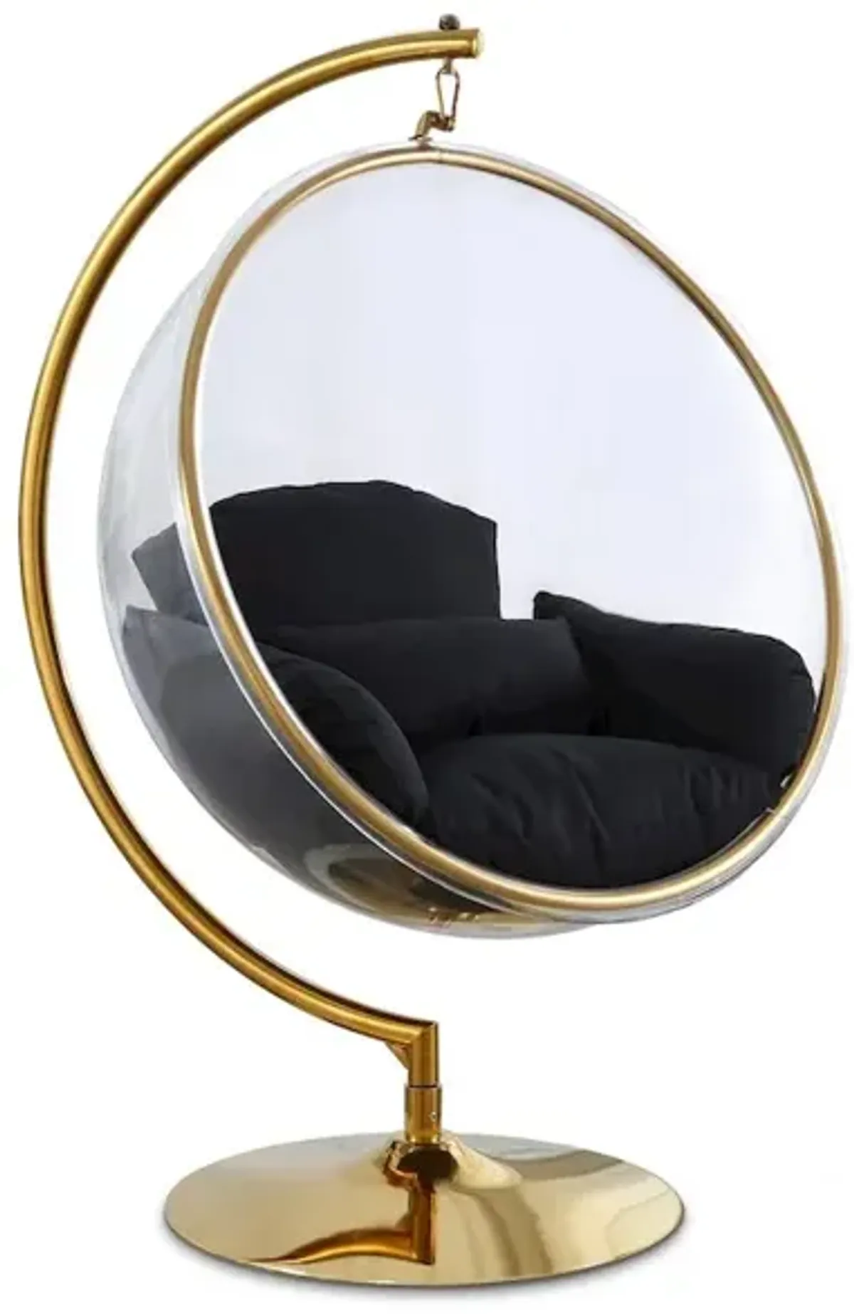 Meridian Furniture Luna Black Fabric Acrylic Swing Bubble Accent Chair