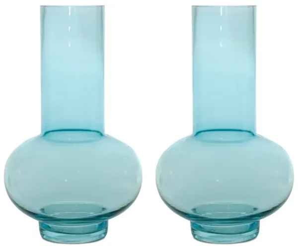 Set of 2 Glass Vases for Modern Centerpieces and Living Room Styling