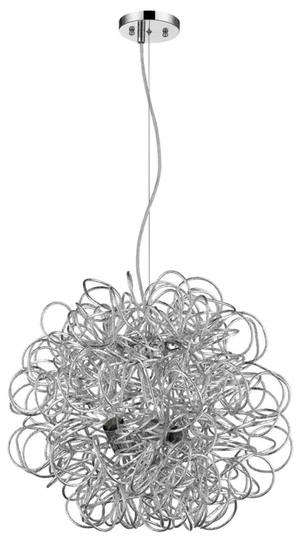 Hivvago Mingle 4-Light Polished Chrome Pendant With Faceted Chrome Aluminum Wire Shade