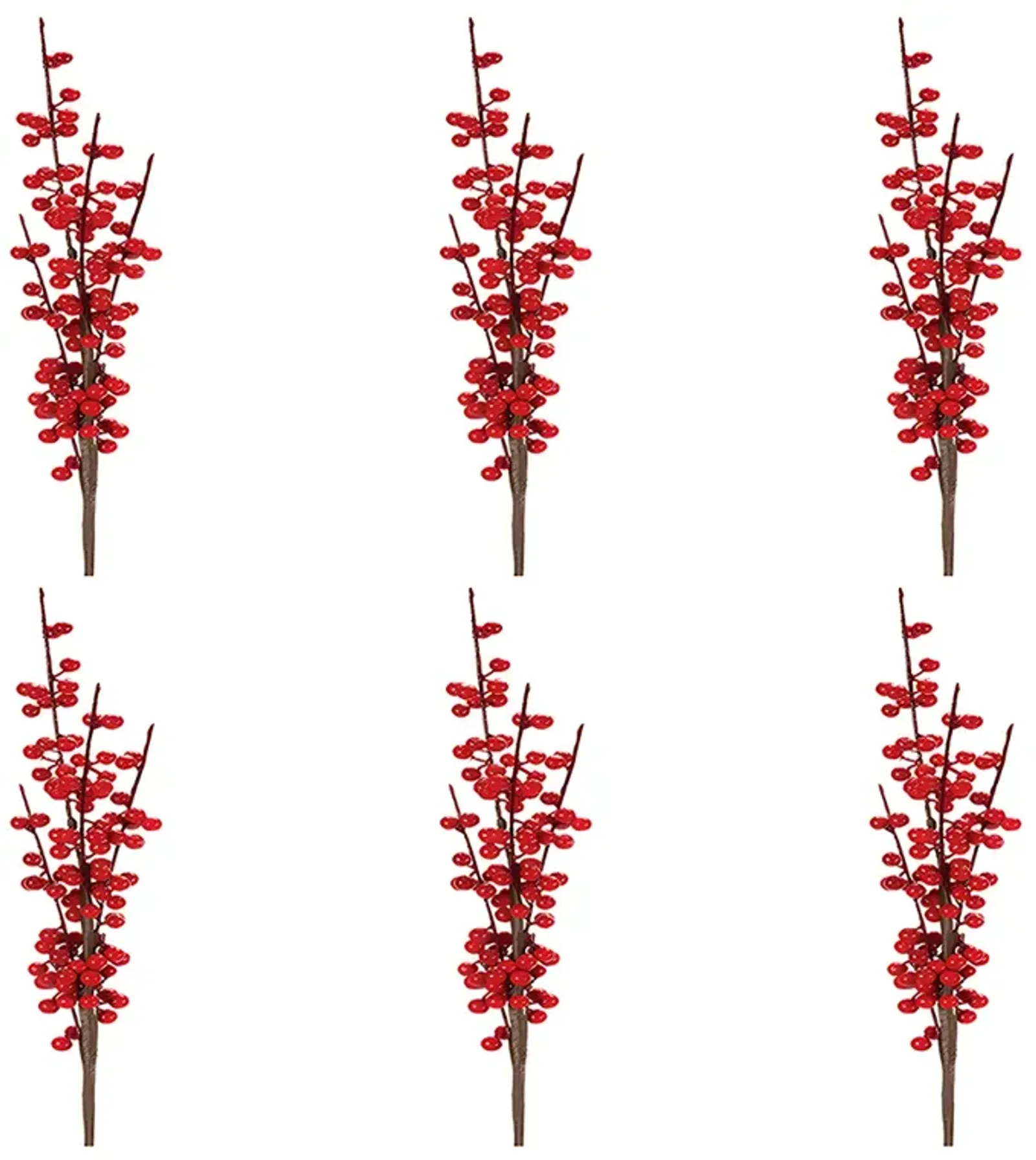 6 Ilex Berry Stems – Foam Holiday and Christmas Decorations for Home, Tabletop, and Seasonal Display