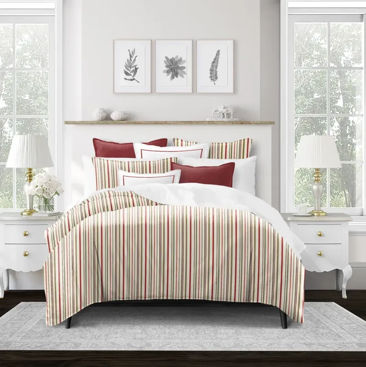 6ix Tailors Fine Linens Sinclair Ivory/Multi Duvet Cover Set