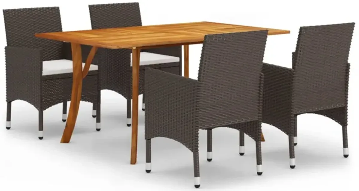 vidaXL 5 Piece Garden Dining Set Brown