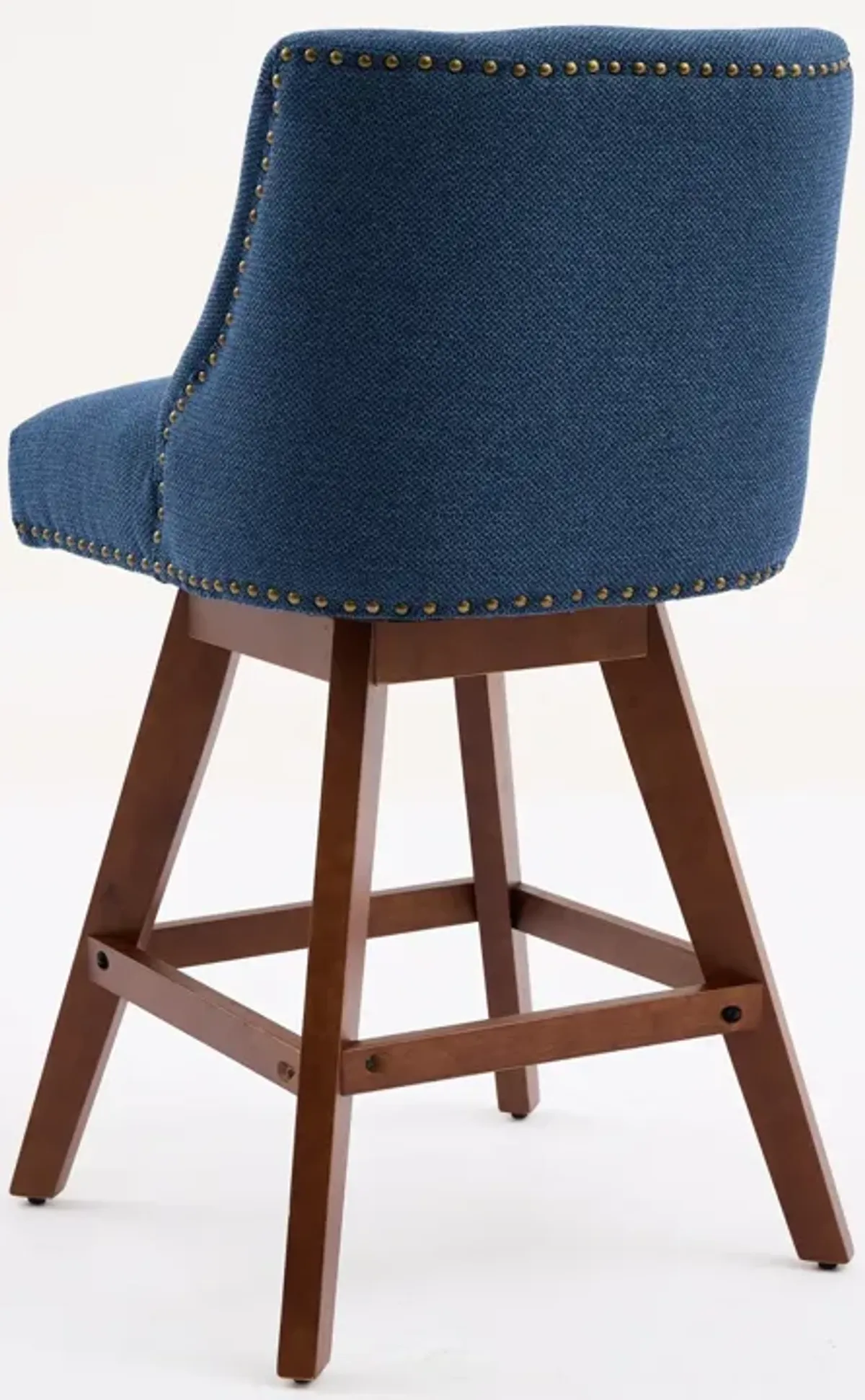 Streamdale Counter Height Swivel Barstools, 26" H Seat Height Upholstered Bar Stools Set of 2, Fabric in Blue