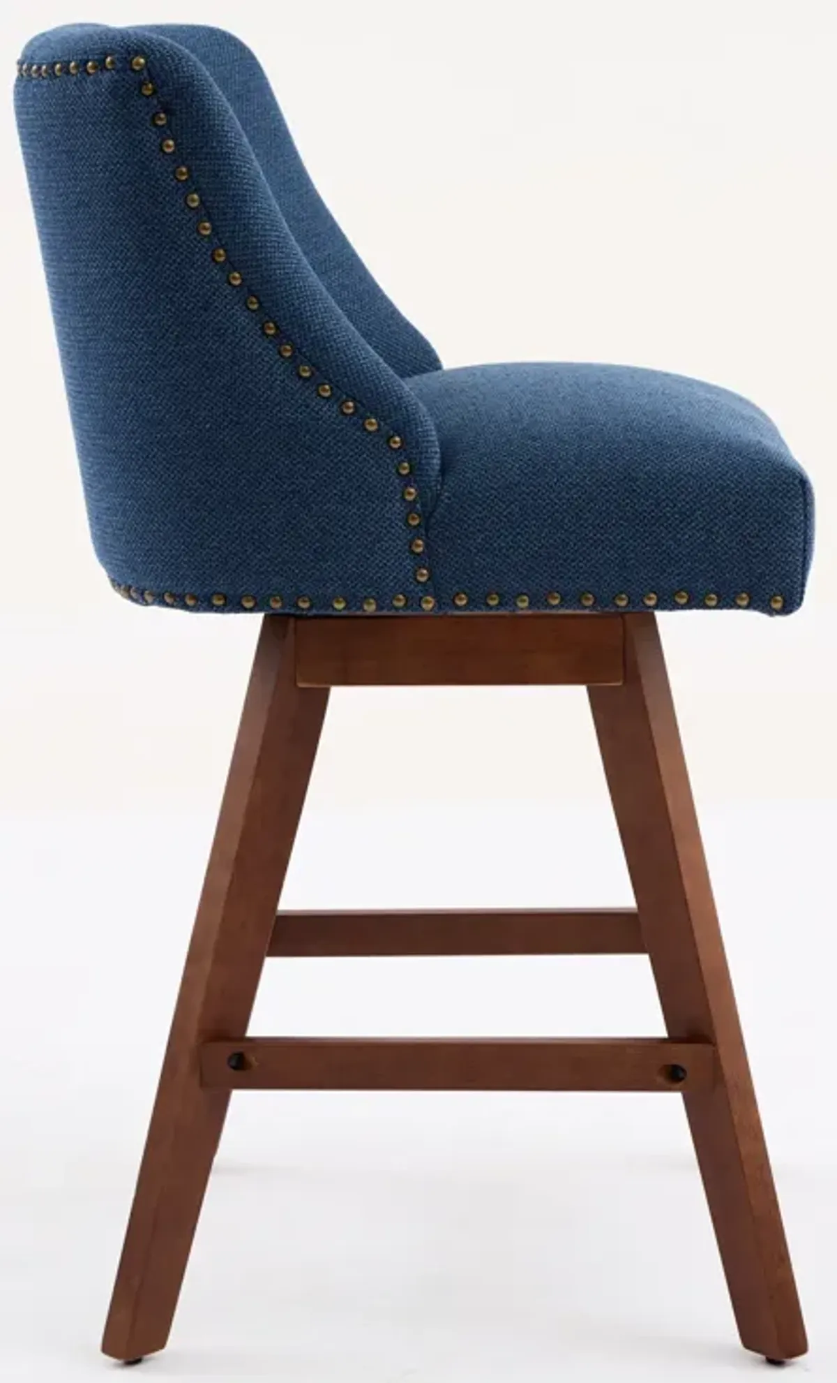 Streamdale Counter Height Swivel Barstools, 26" H Seat Height Upholstered Bar Stools Set of 2, Fabric in Blue