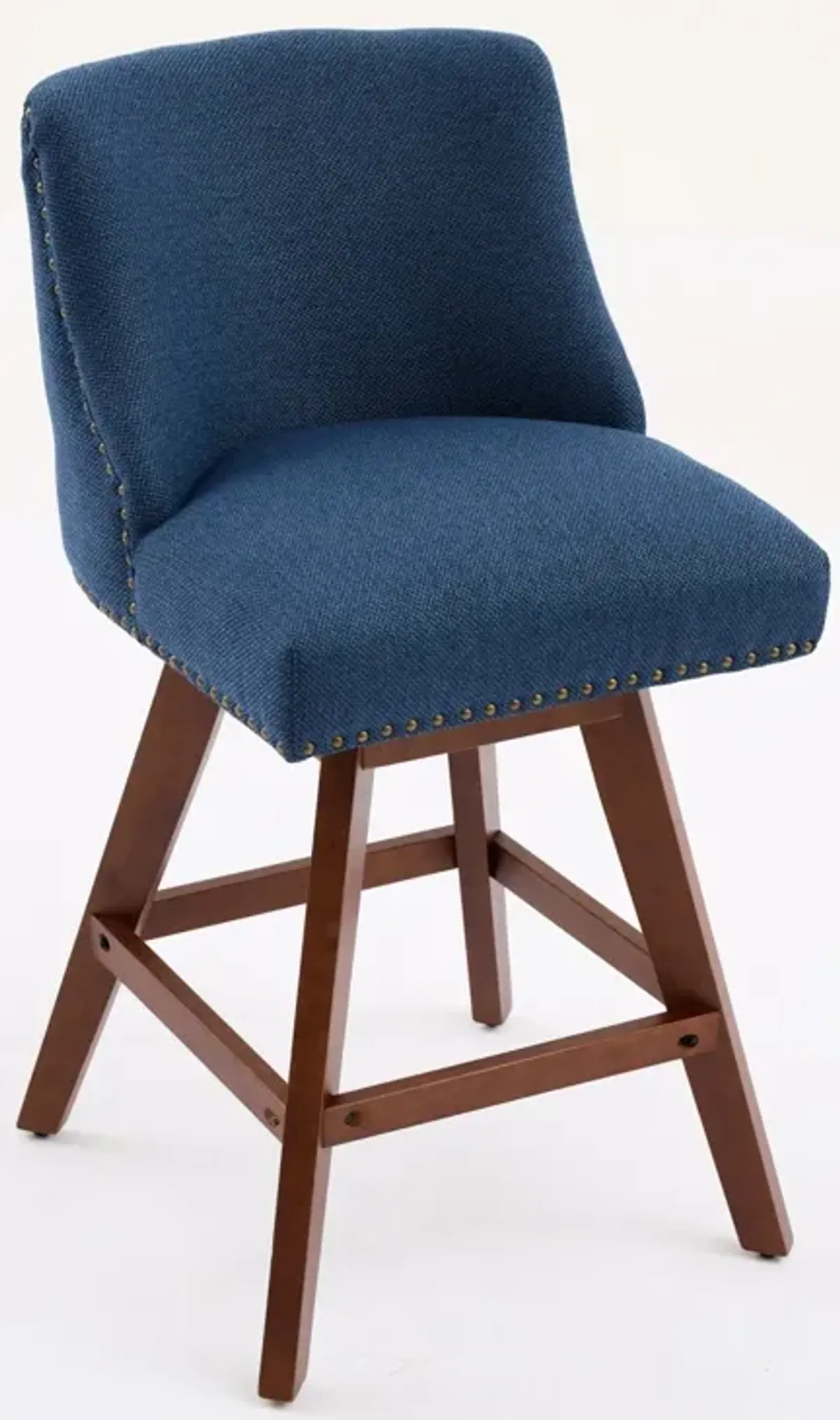 Streamdale Counter Height Swivel Barstools, 26" H Seat Height Upholstered Bar Stools Set of 2, Fabric in Blue