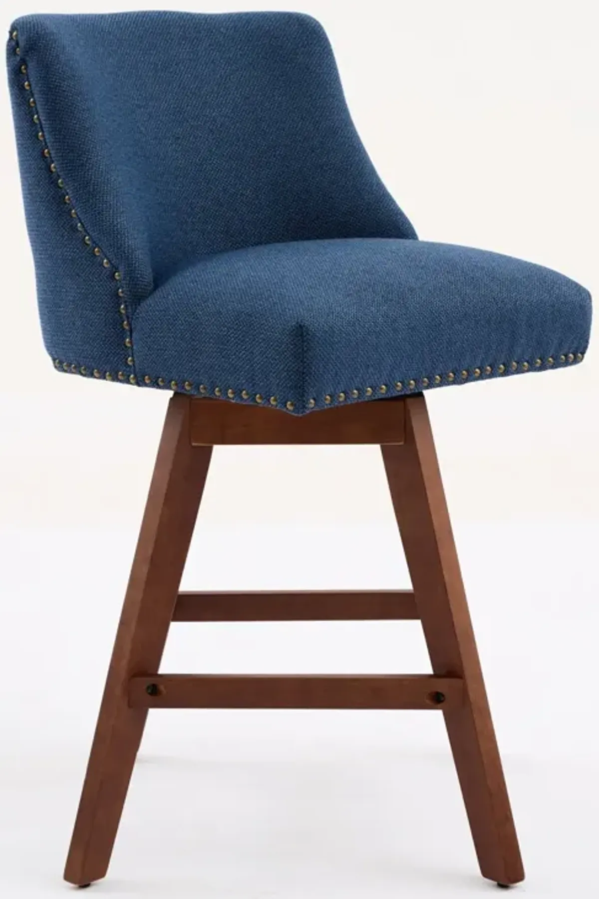 Streamdale Counter Height Swivel Barstools, 26" H Seat Height Upholstered Bar Stools Set of 2, Fabric in Blue