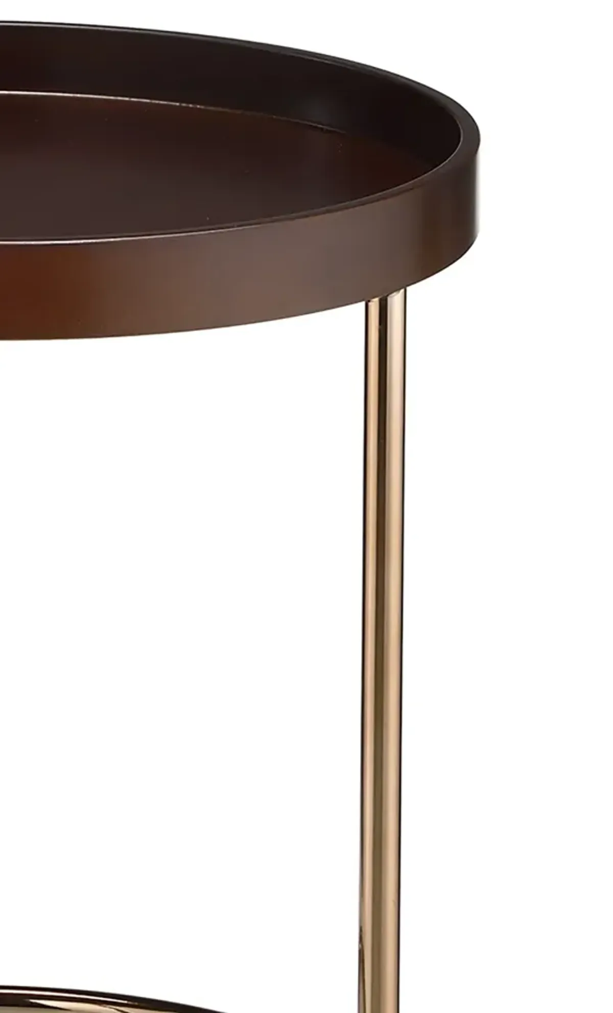 Homezia 22" Copper And Dark Brown Solid Wood and Metal Round End Table