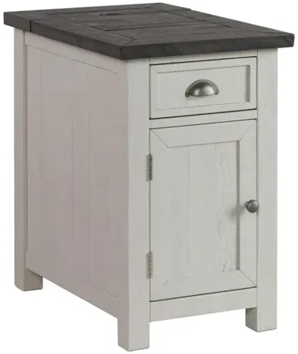 Hivvago 25" White and Grey Solid Wood Rectangular End Table With USB and Outlets