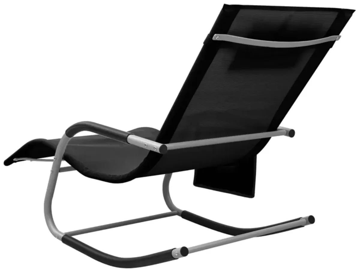 vidaXL Sun Lounger Textilene Black and Gray