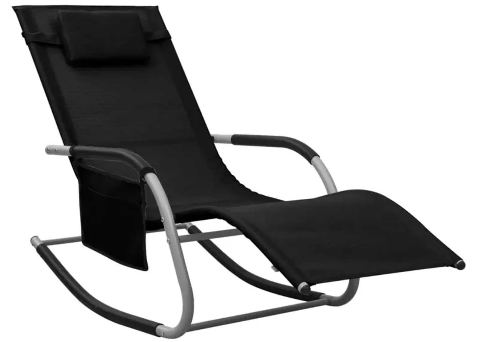 vidaXL Sun Lounger Textilene Black and Gray