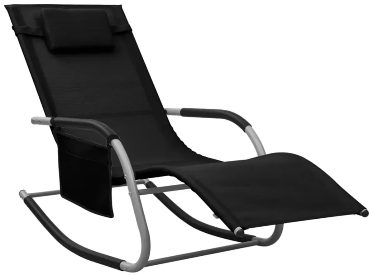 vidaXL Sun Lounger Textilene Black and Gray