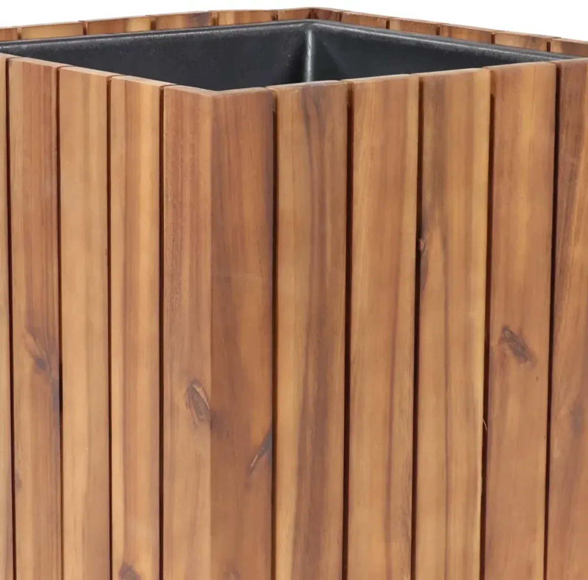 Sunnydaze 2-Piece Acacia Square Planter Boxes with Liners