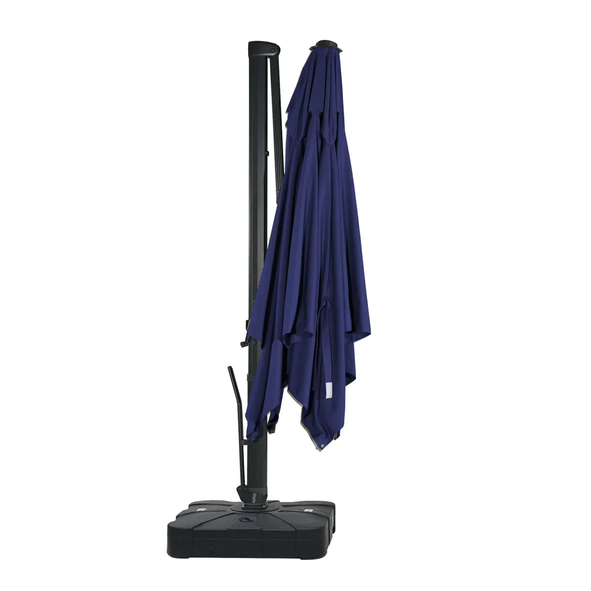 10x13 ft. 360° Rotation Cantilever Patio Umbrella with BaseandBT in Navy Blue