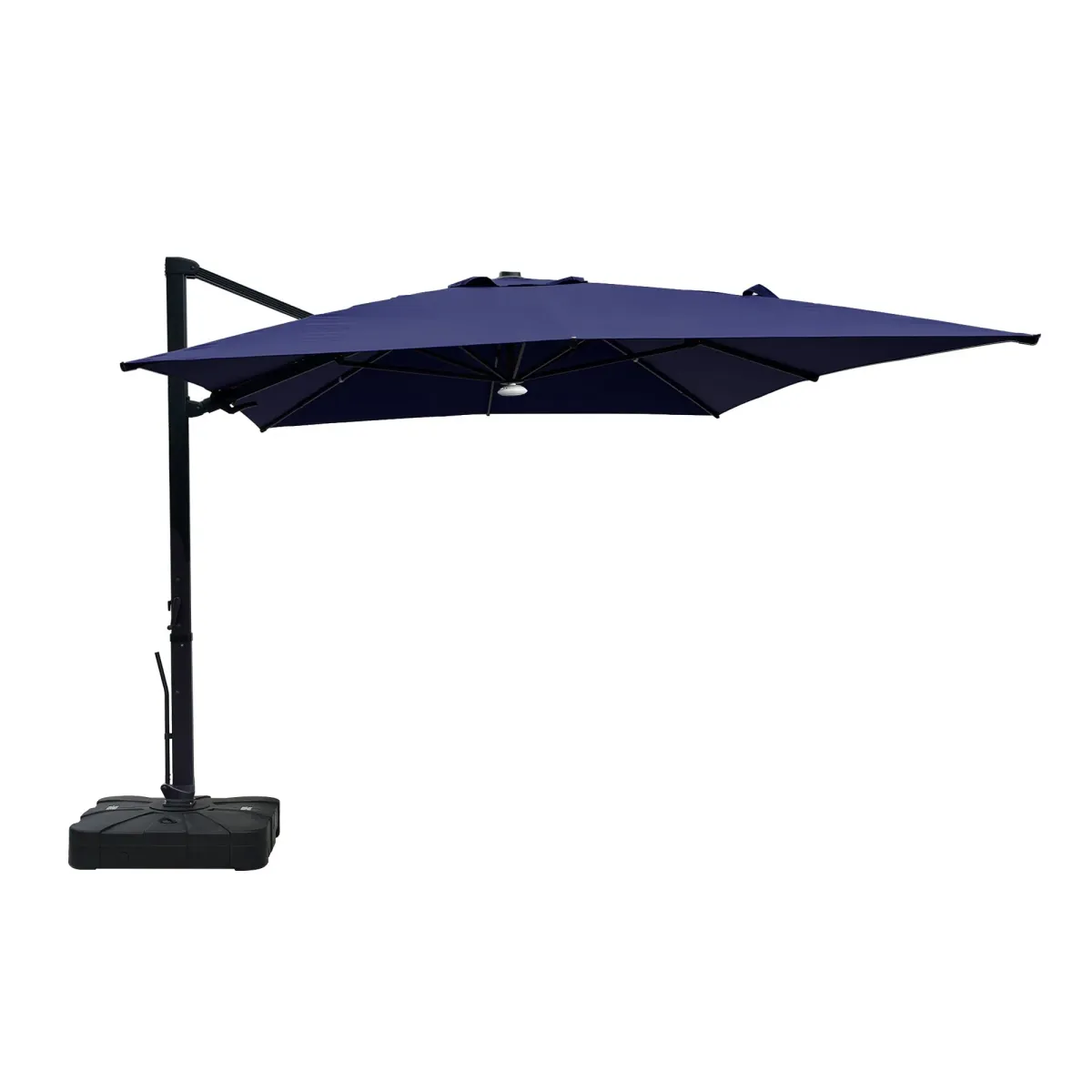 10x13 ft. 360° Rotation Cantilever Patio Umbrella with BaseandBT in Navy Blue