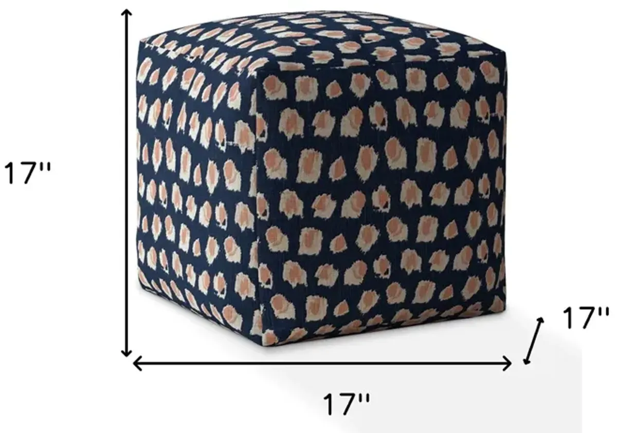 Homezia 17" Blue Canvas Floral Pouf Ottoman