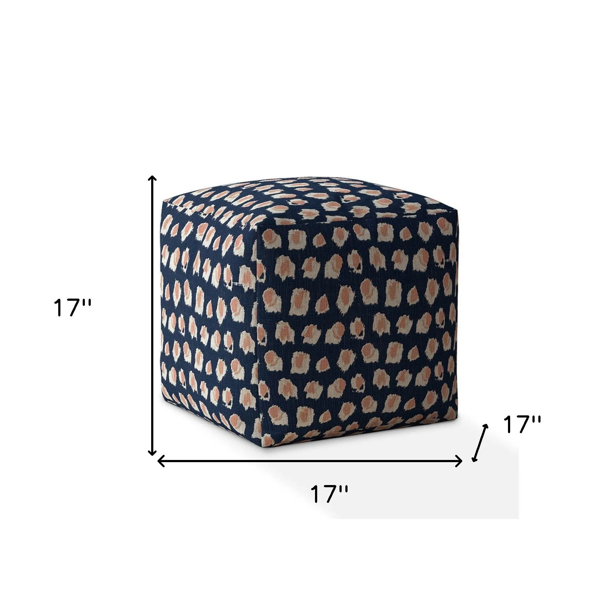 Homezia 17" Blue Canvas Floral Pouf Ottoman