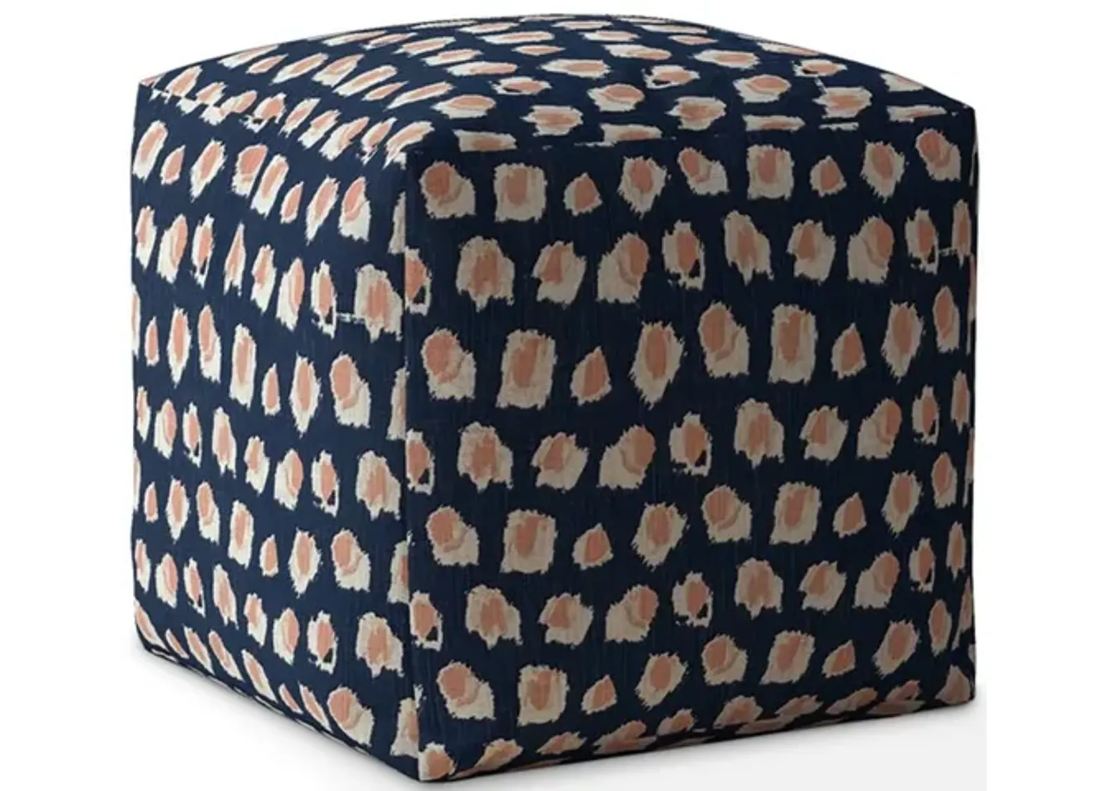 Homezia 17" Blue Canvas Floral Pouf Ottoman