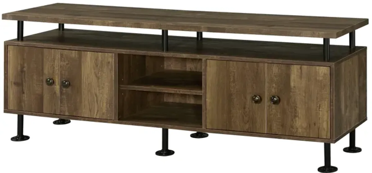 ACME Ensata II TV Stand , Rustic Oak  & Black Finish