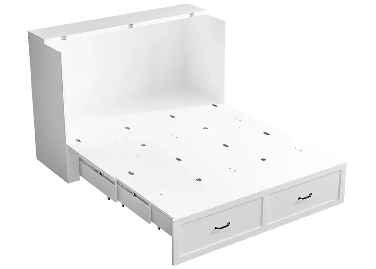 FUFU&GAGA Convertible Bed with Storage Drawers for Bedroom (61.8" W x 81.5" D x 43.9" H) White