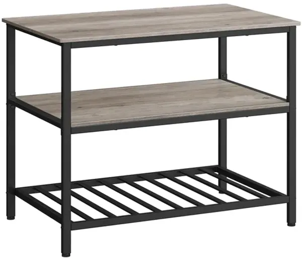 Kitchen Island with 3 Shelves & Large Worktop