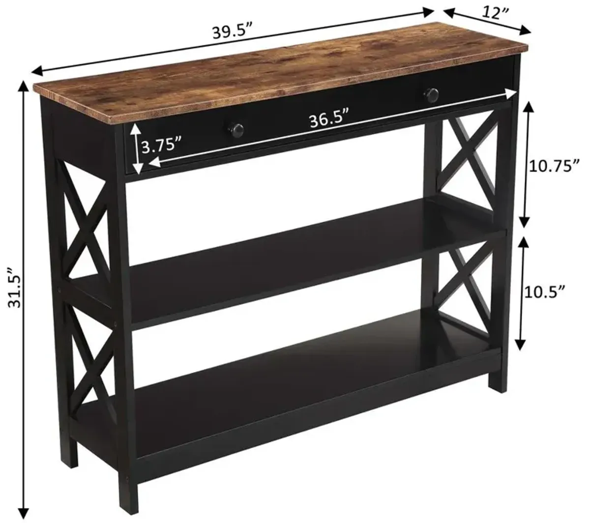 Convience Concept, Inc. Oxford 1 Drawer Console Table with Shelves