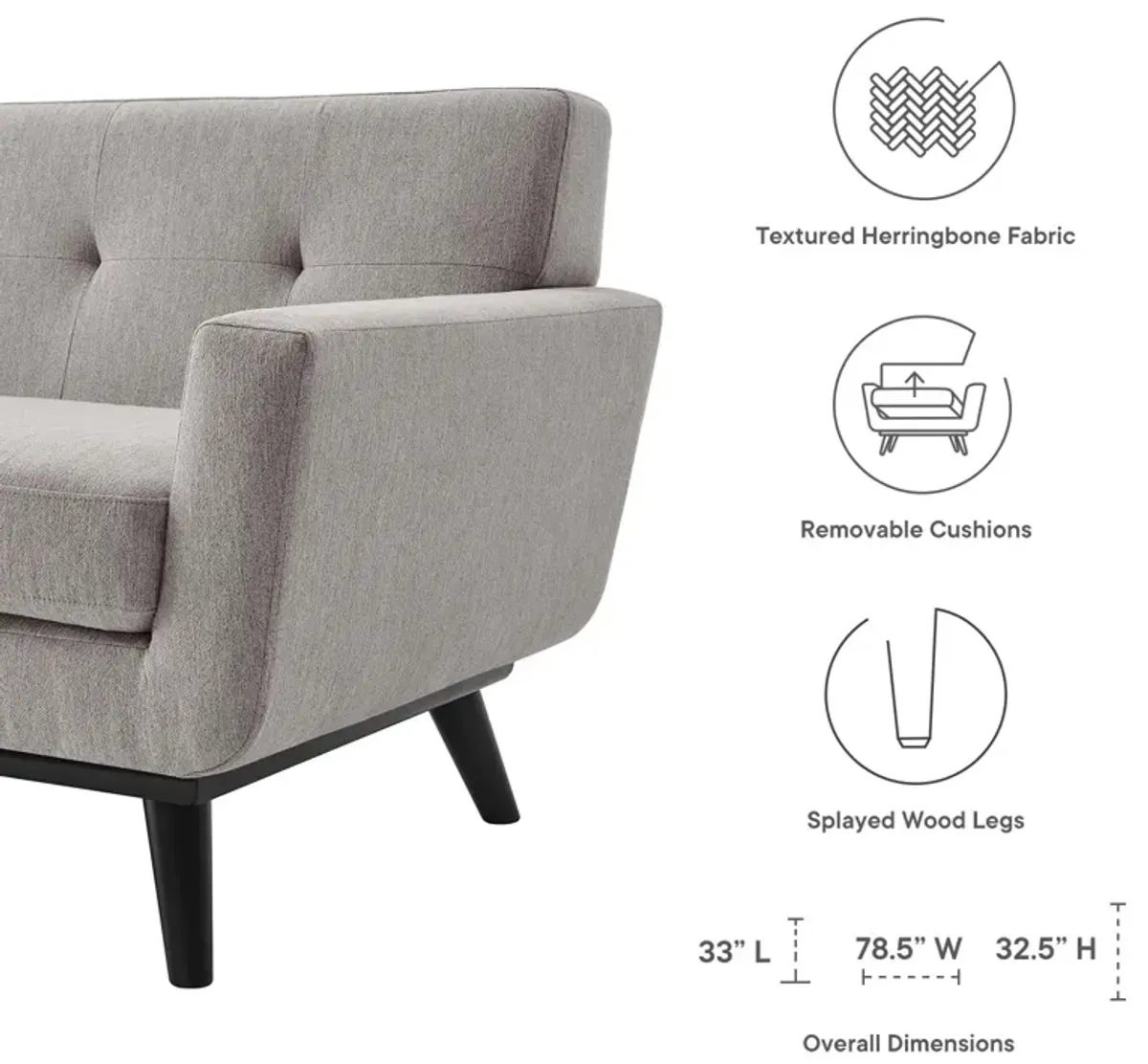 Engage Herringbone Fabric Loveseat