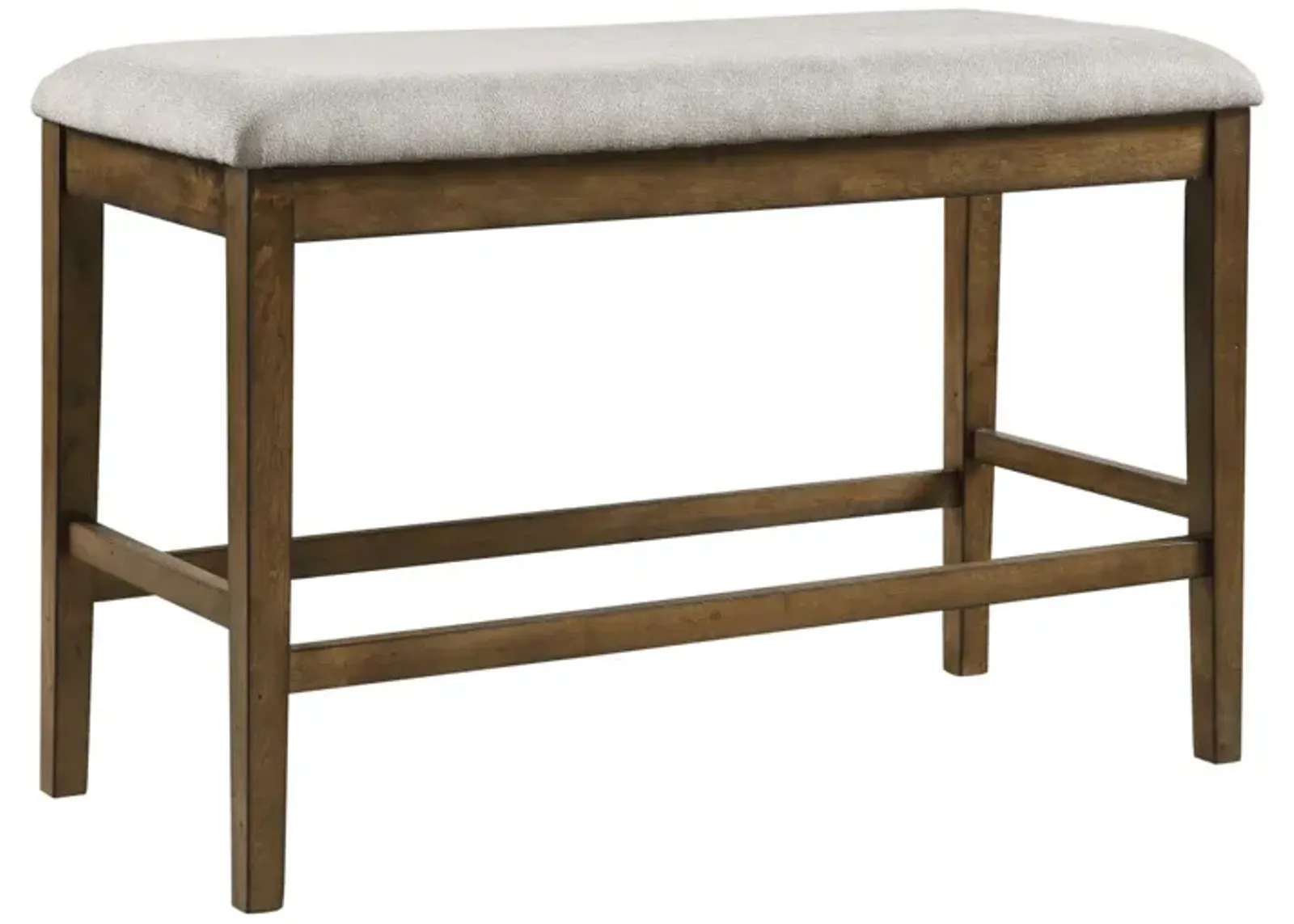 Wooden Frame Counter Height Bench Light Oak Finish Mindy Veneer Textured Fabric