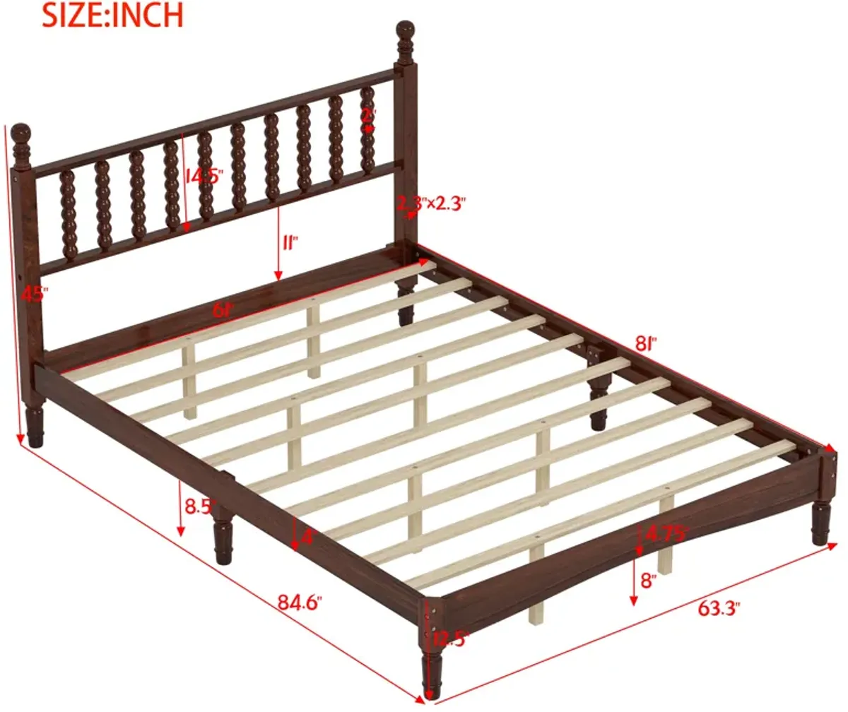 Merax Wood Retro Platform Bed with Gourd Shaped Headboard