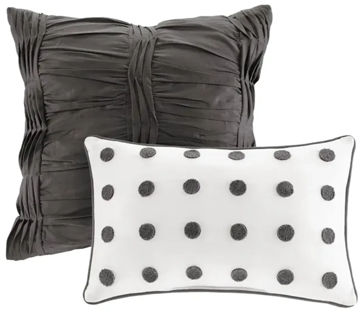 Gracie Mills Mikel Chenille Dot Cotton Jacquard Comforter Set with Euro Shams and Throw Pillows