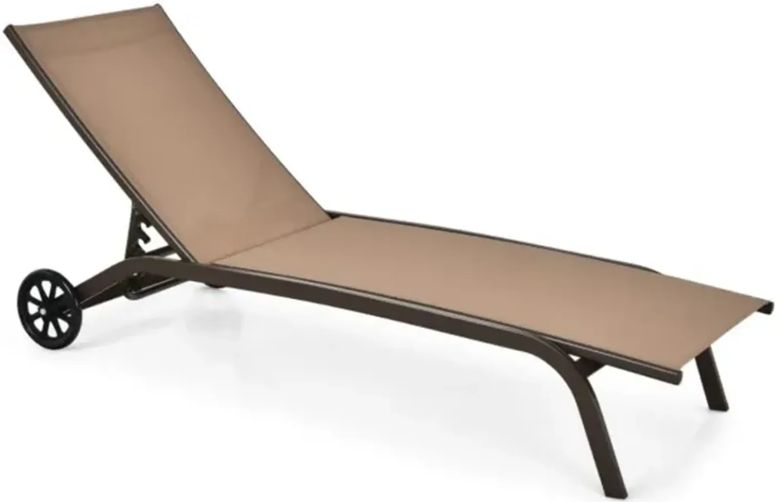 Hivvago 6-Poisition Adjustable Outdoor Chaise Recliner with Wheels