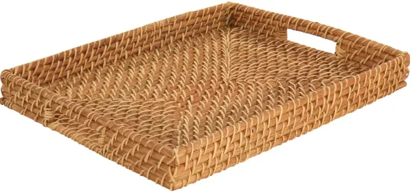 Martha Stewart 16 Inch Rattan Woven Serving Tray in Brown