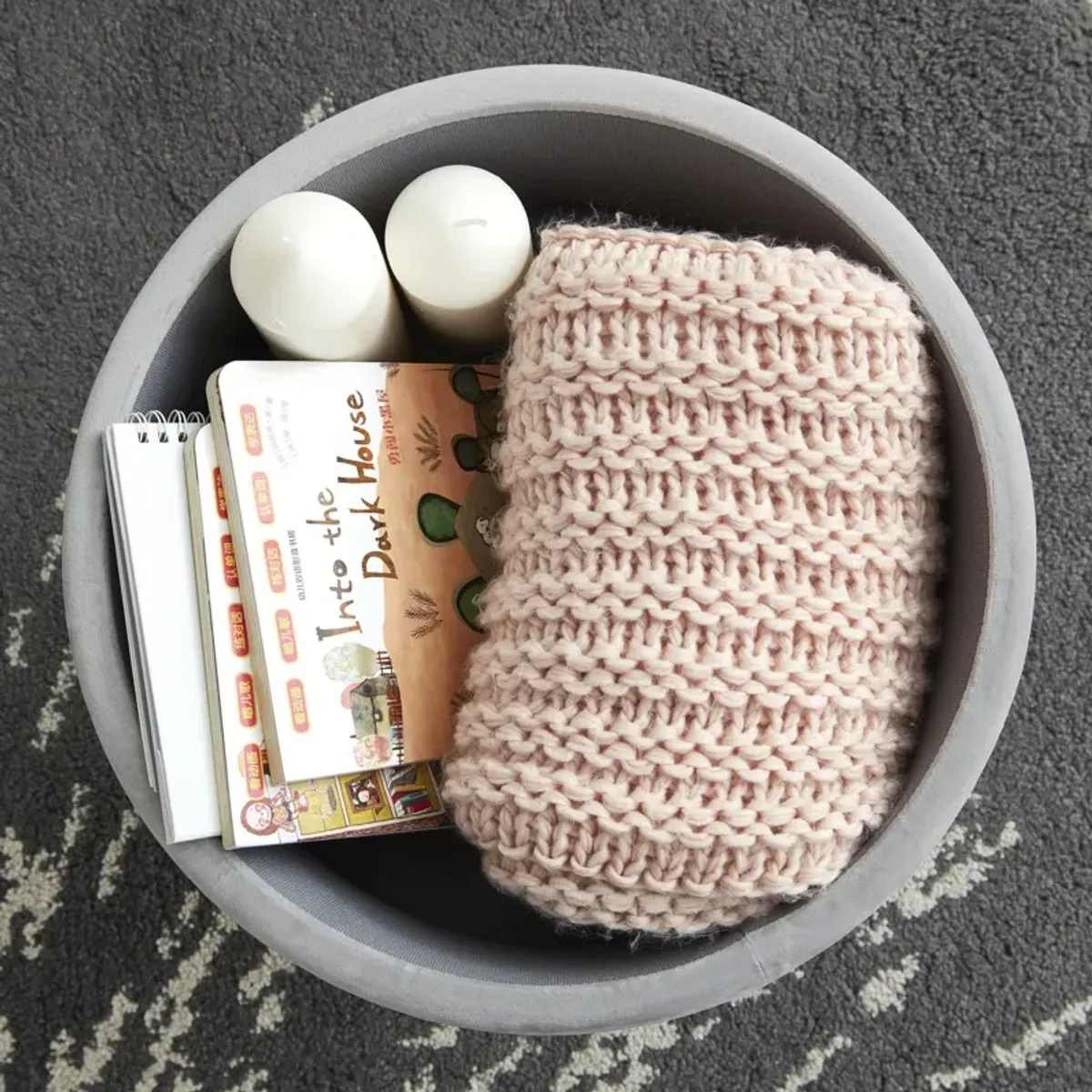 Round Velvet Storage Ottoman