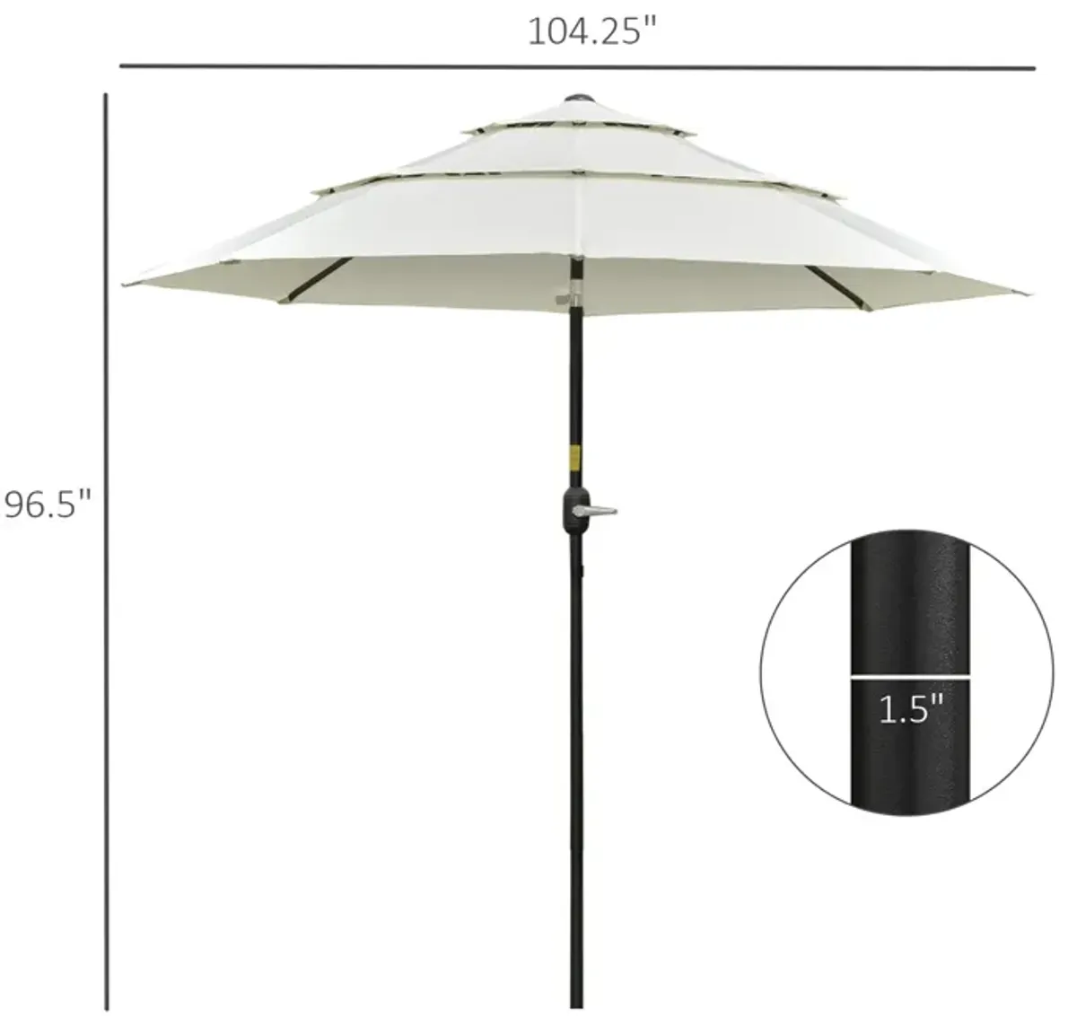 Beige Patio Canopy: 9ft 3-Tier Umbrella with Crank and Tilt