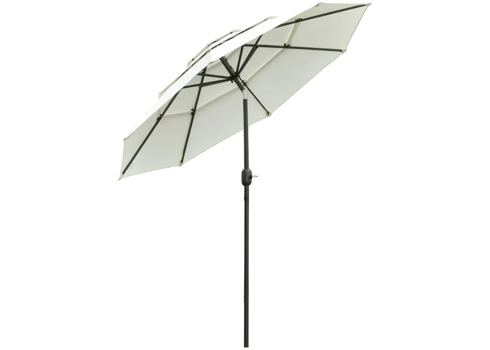 Beige Patio Canopy: 9ft 3-Tier Umbrella with Crank and Tilt