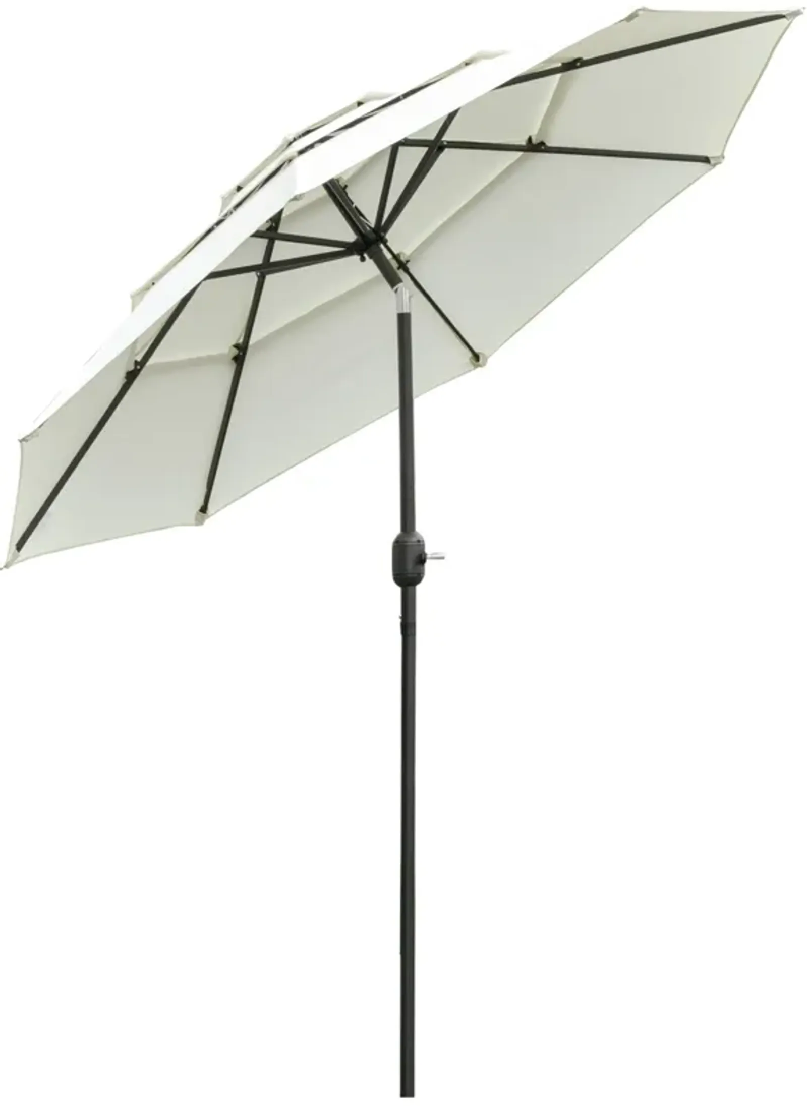 Beige Patio Canopy: 9ft 3-Tier Umbrella with Crank and Tilt