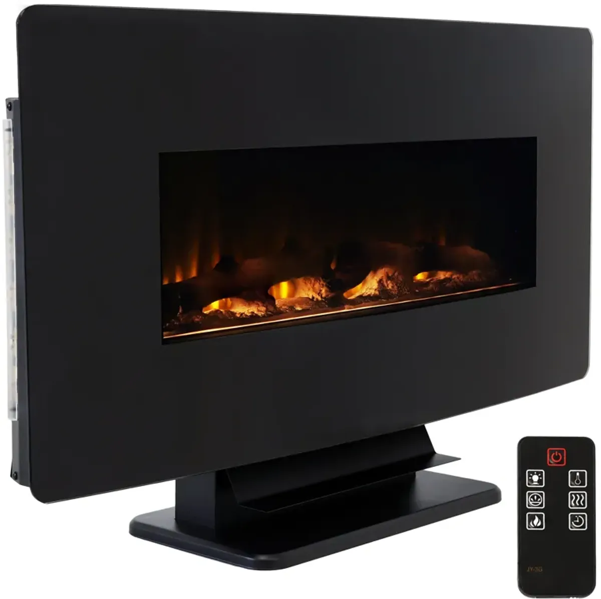 Sunnydaze 35.75 in Curved Face Wall Mount or Freestanding Electric Fireplace