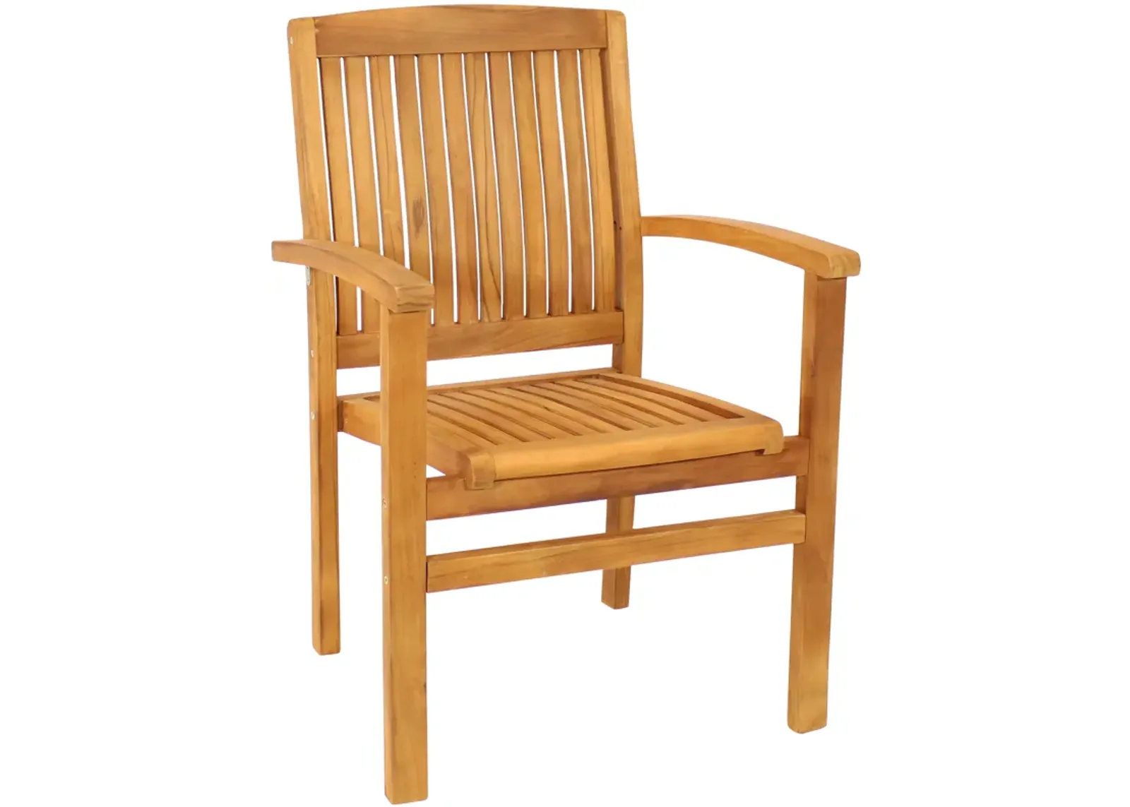 Sunnydaze Solid Teak Wood Stackable Outdoor Dining Armchair - Light Brown