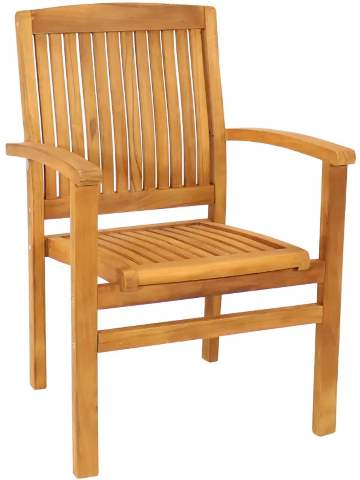 Sunnydaze Solid Teak Wood Stackable Outdoor Dining Armchair - Light Brown