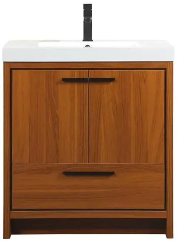 Elegant Kitchen and Bath 30 inch Single bathroom vanity in Teak