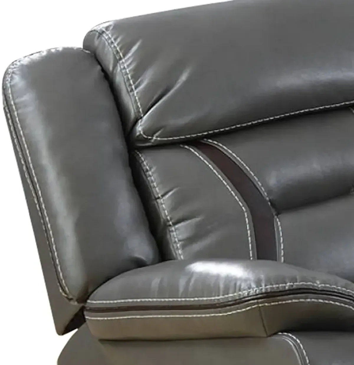 37 Inches Leatherette Glider Recliner with Pillow Arms, Gray-Benzara