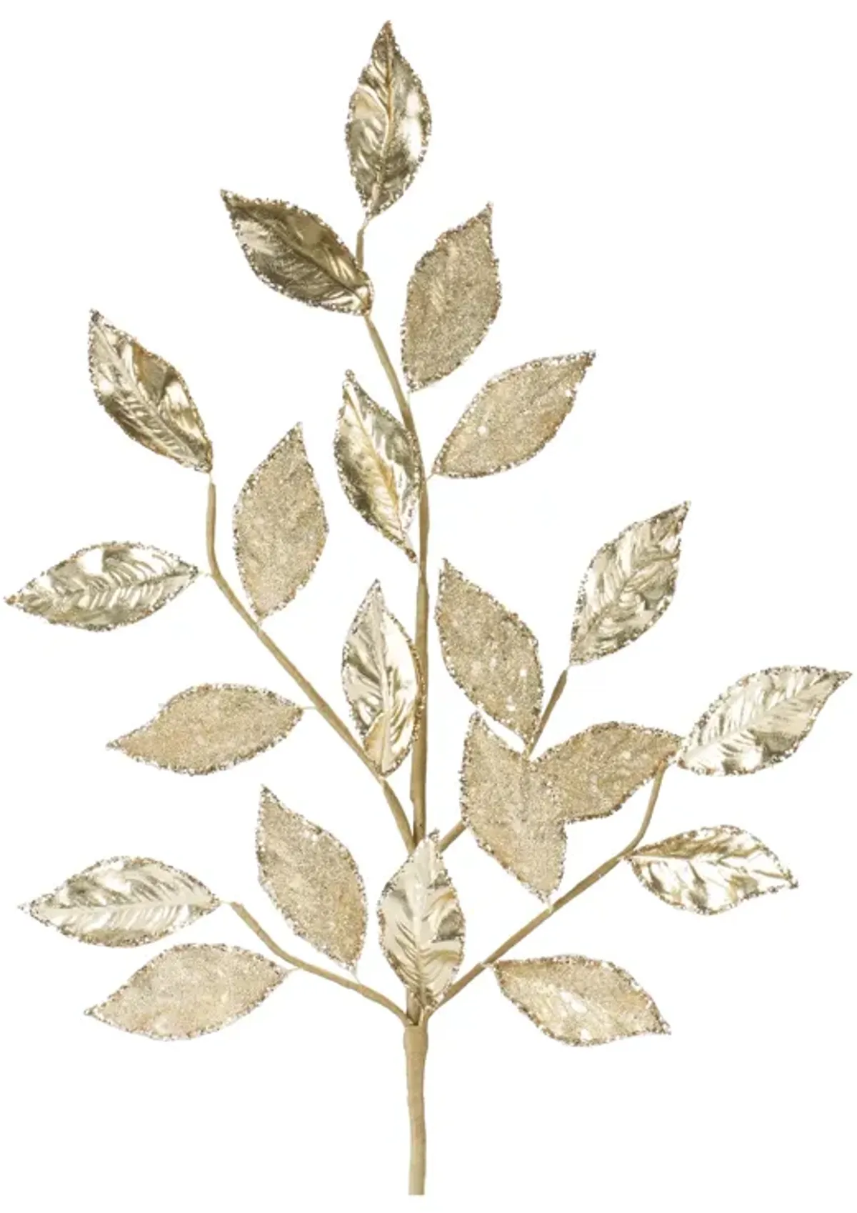 Set of 2 Glittered Leaf Sprays – Decorative Glittering Leaves for Holiday and Seasonal Arrangements