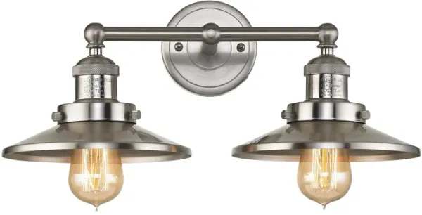 English Pub 18'' Wide 2-Light Nickel Vanity Light