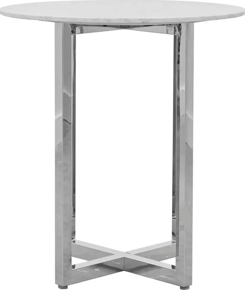 Amalfi 32 inch Round Carrara Marble Top Bar Table