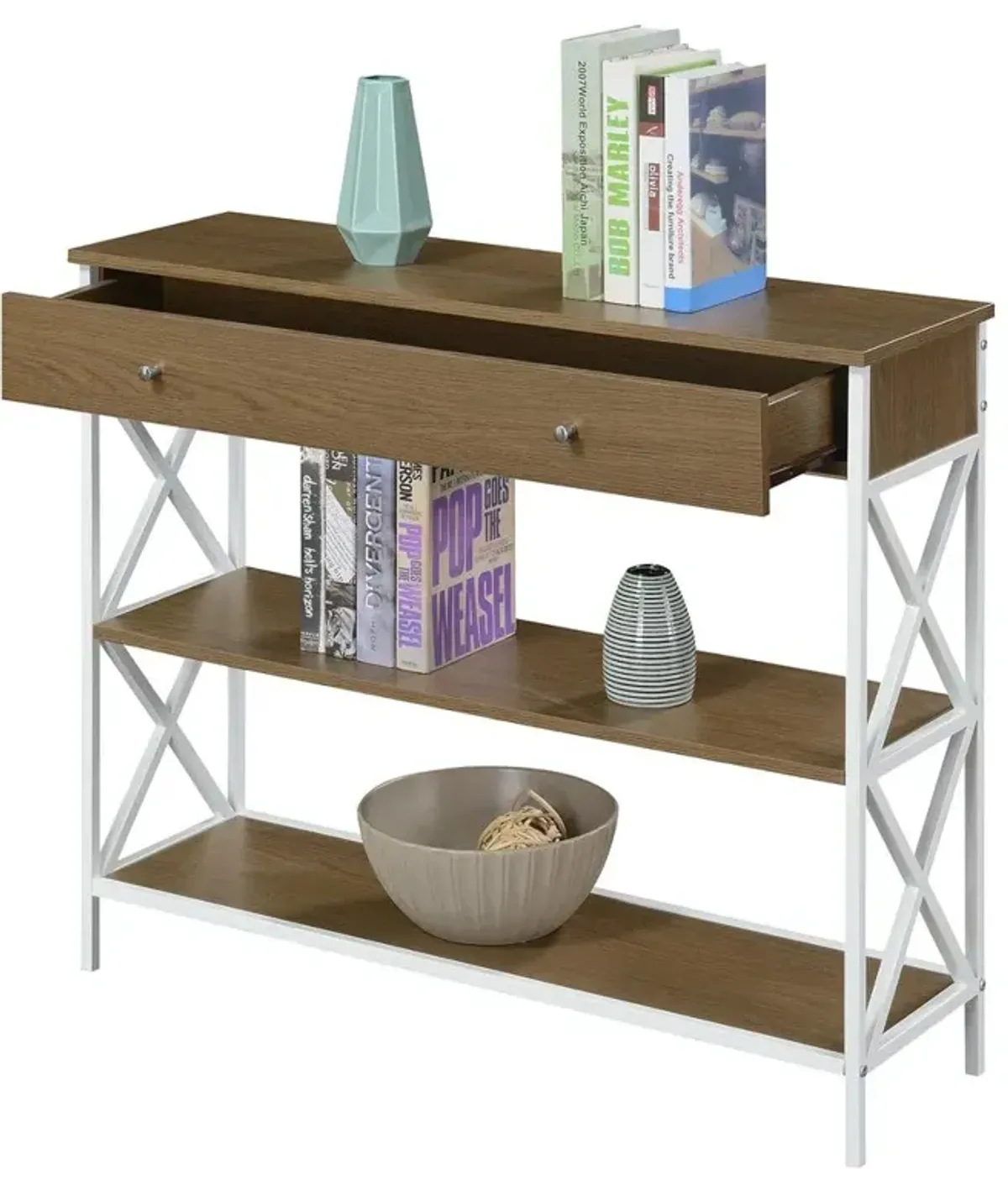 Convenience Concepts Tucson 1 Drawer Console Table, Driftwood/White