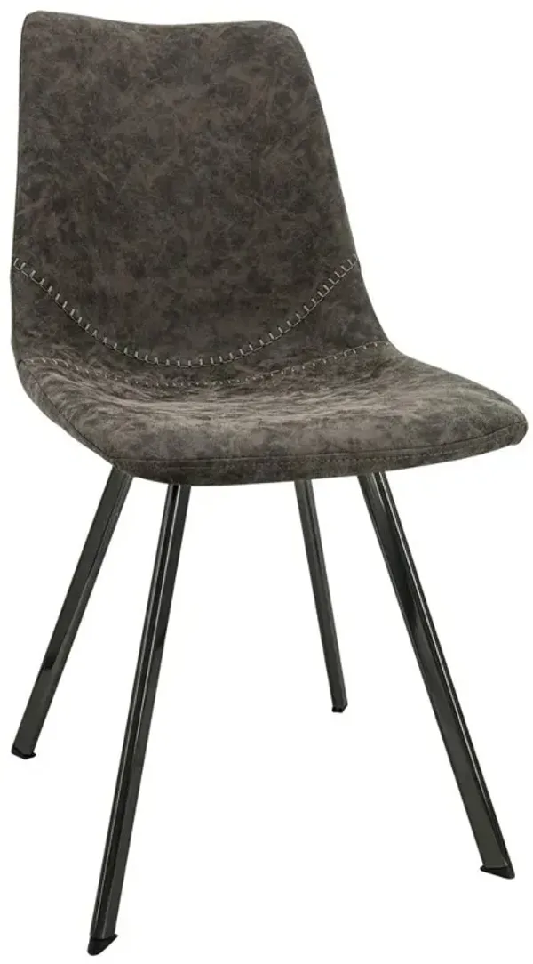 LeisureMod Markley Modern Leather Dining Chair With Metal Legs