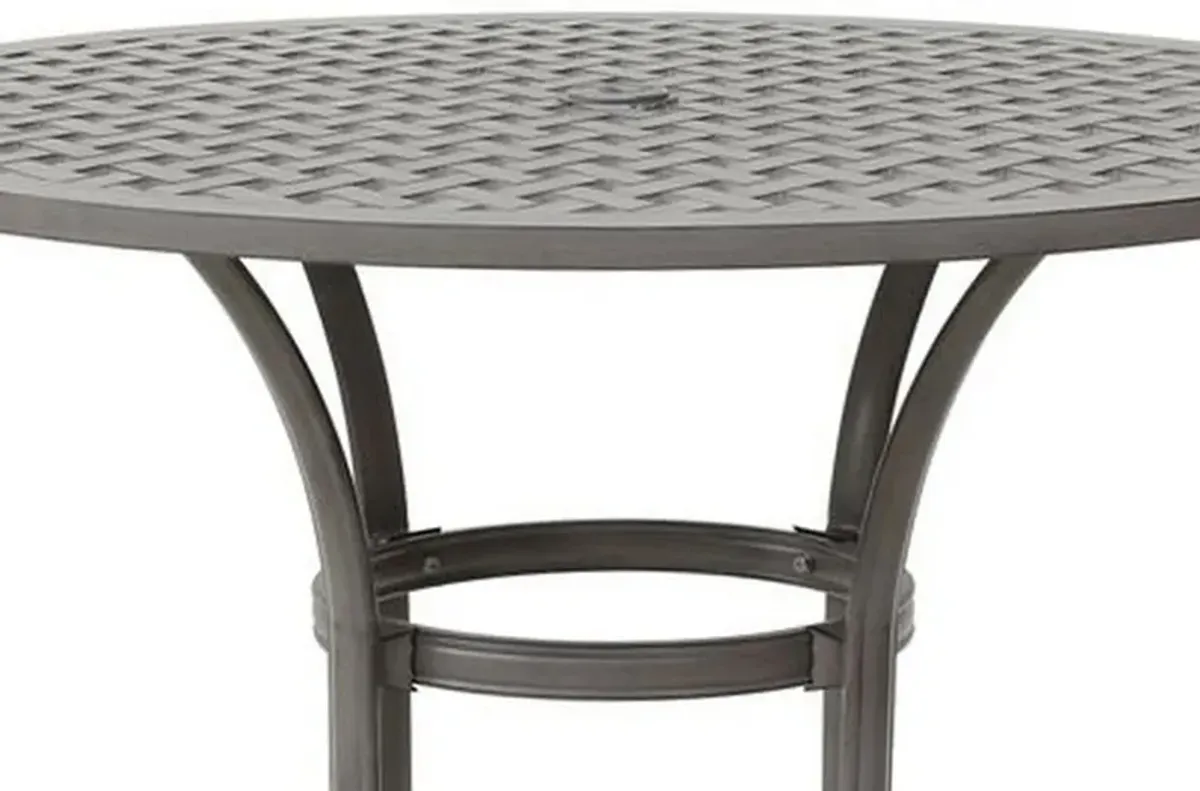 Mace Outdoor Patio Bar Table, 42 Inch Round Lattice Top, Aluminum, Gray