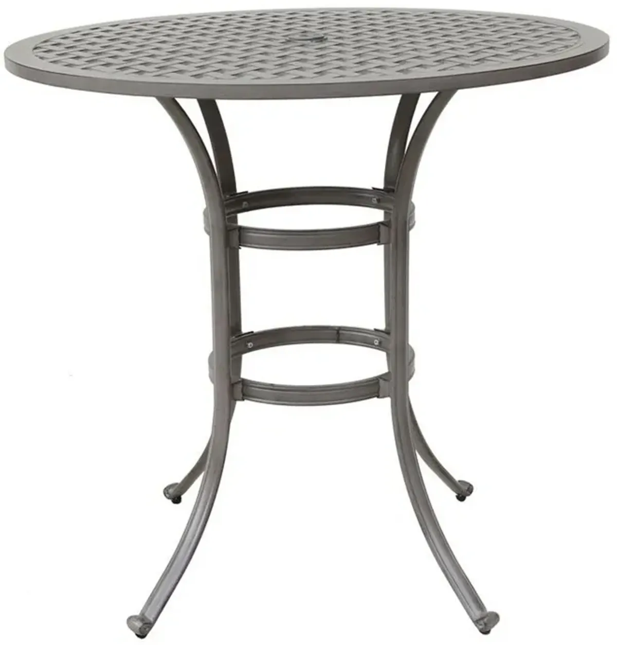 Mace Outdoor Patio Bar Table, 42 Inch Round Lattice Top, Aluminum, Gray