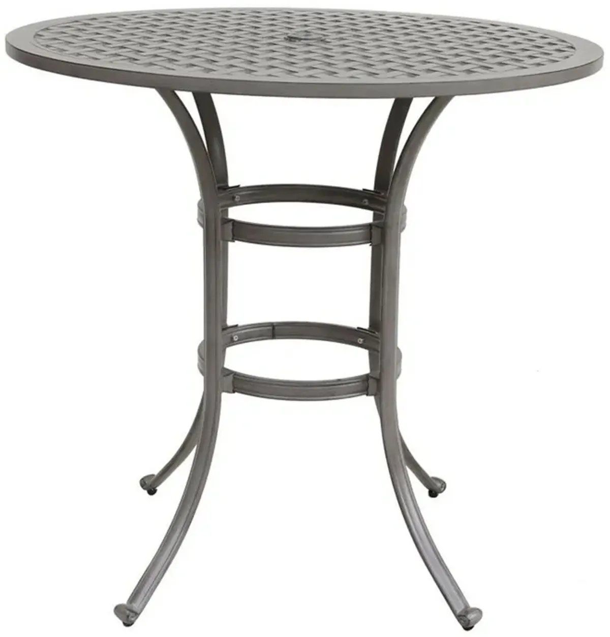 Mace Outdoor Patio Bar Table, 42 Inch Round Lattice Top, Aluminum, Gray